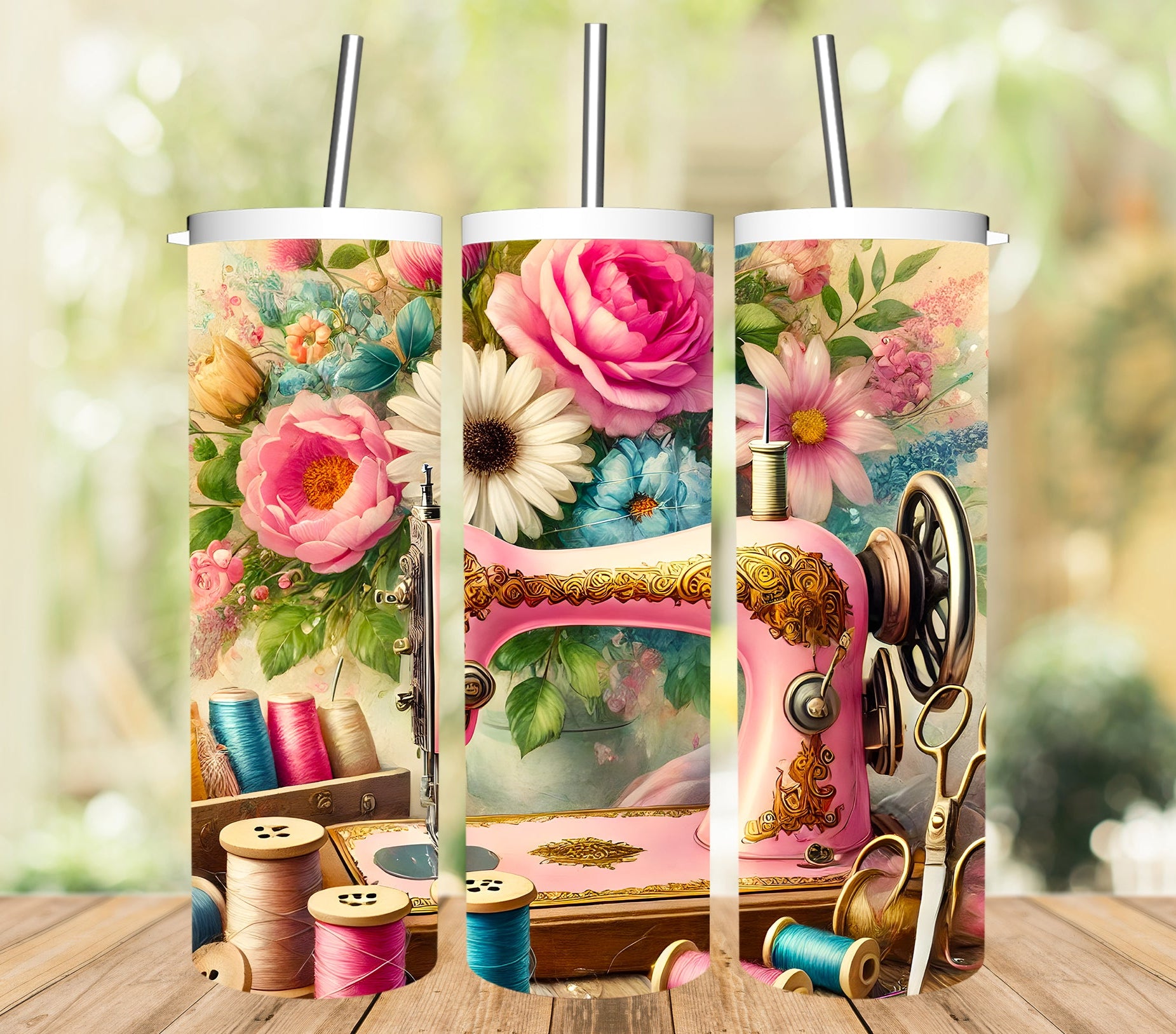 Vintage Sewing Machine Tumbler