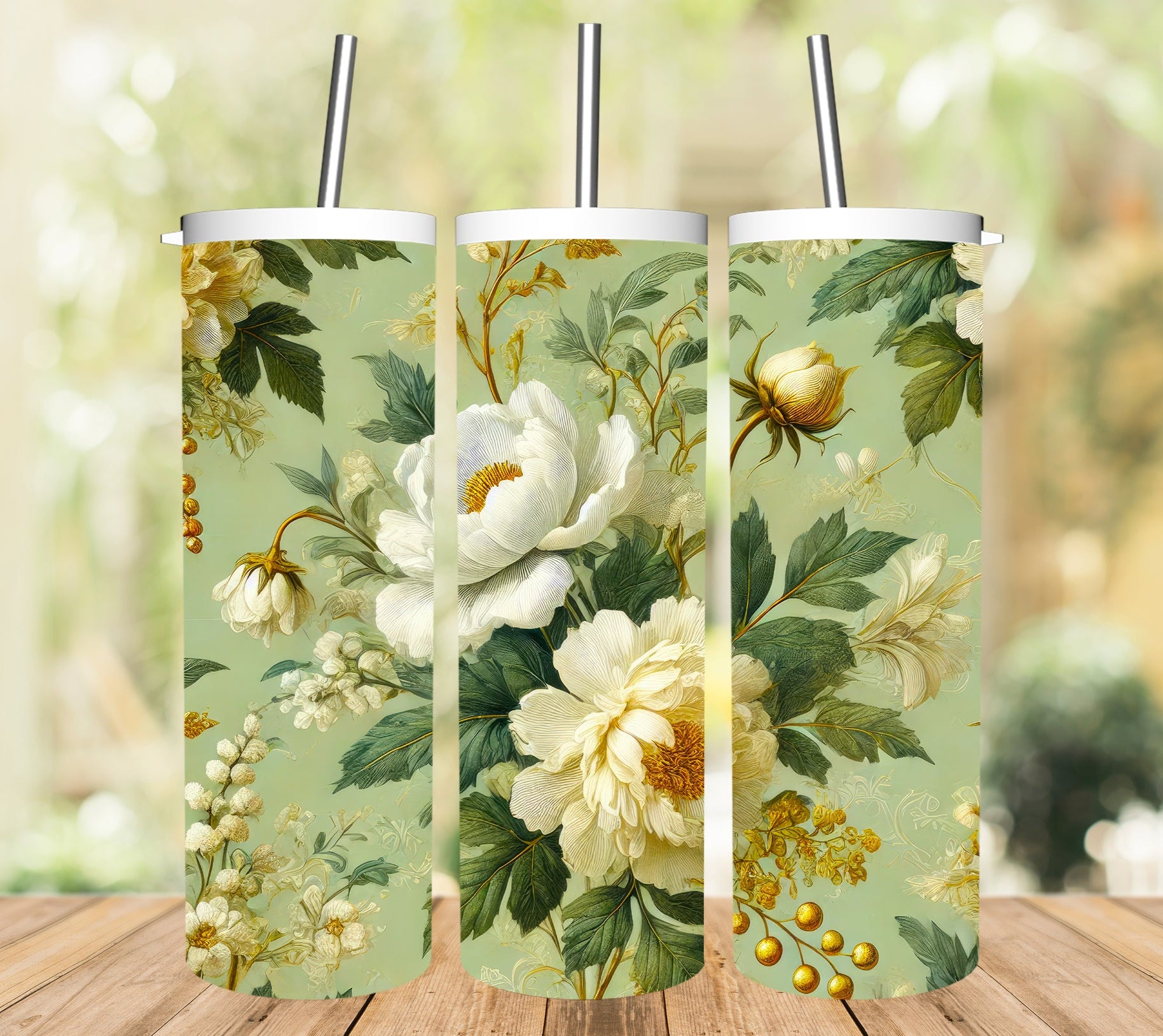White Flowers Tumbler