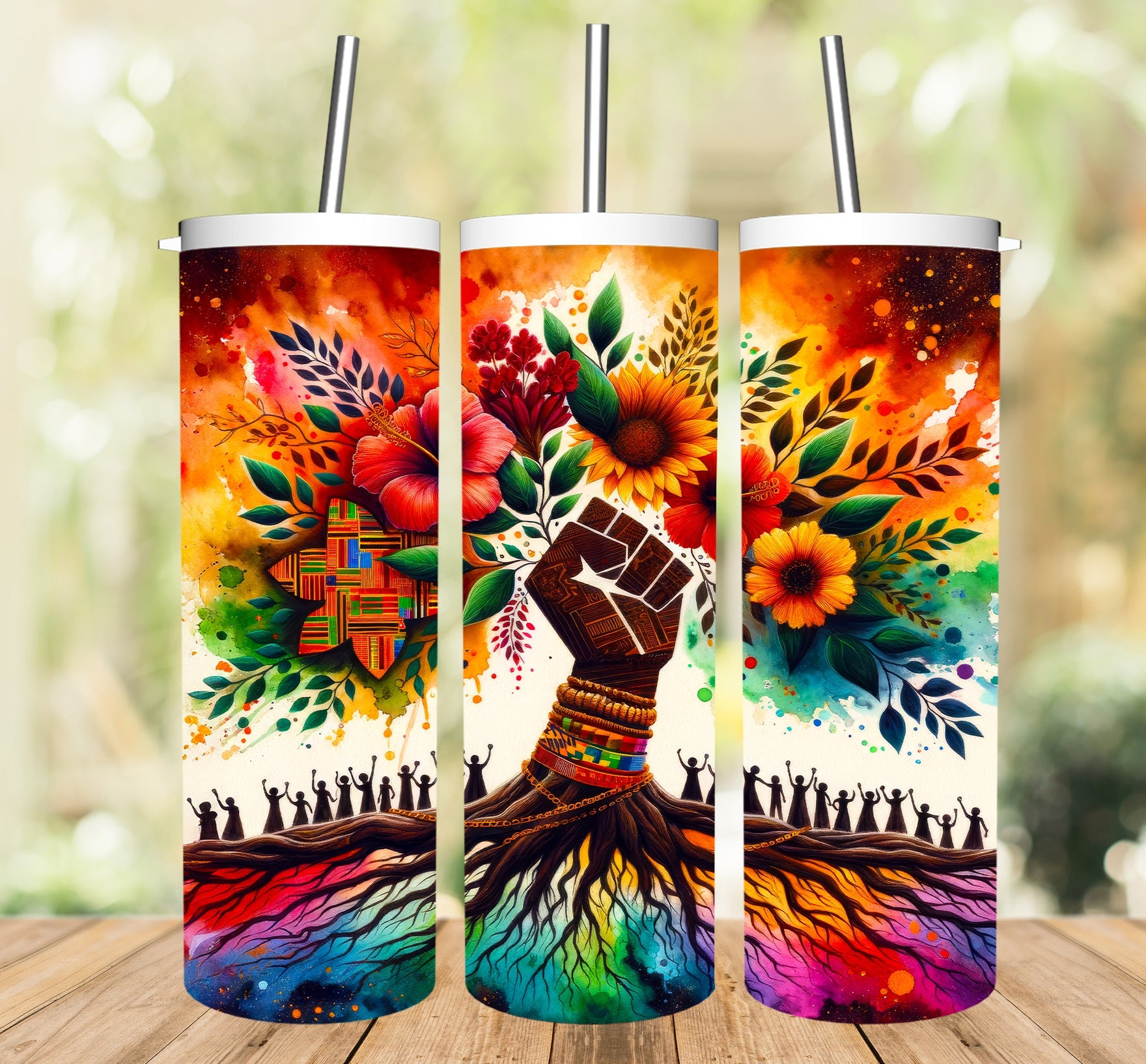 Black Fist and Bouquet Tumbler