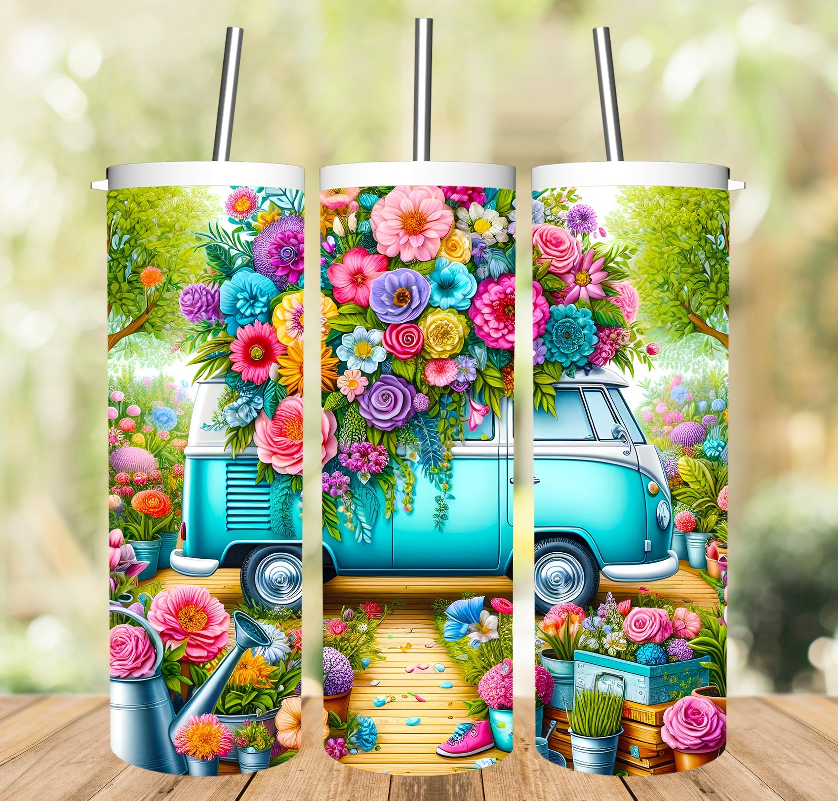 Flowers and VW Bug Tumbler