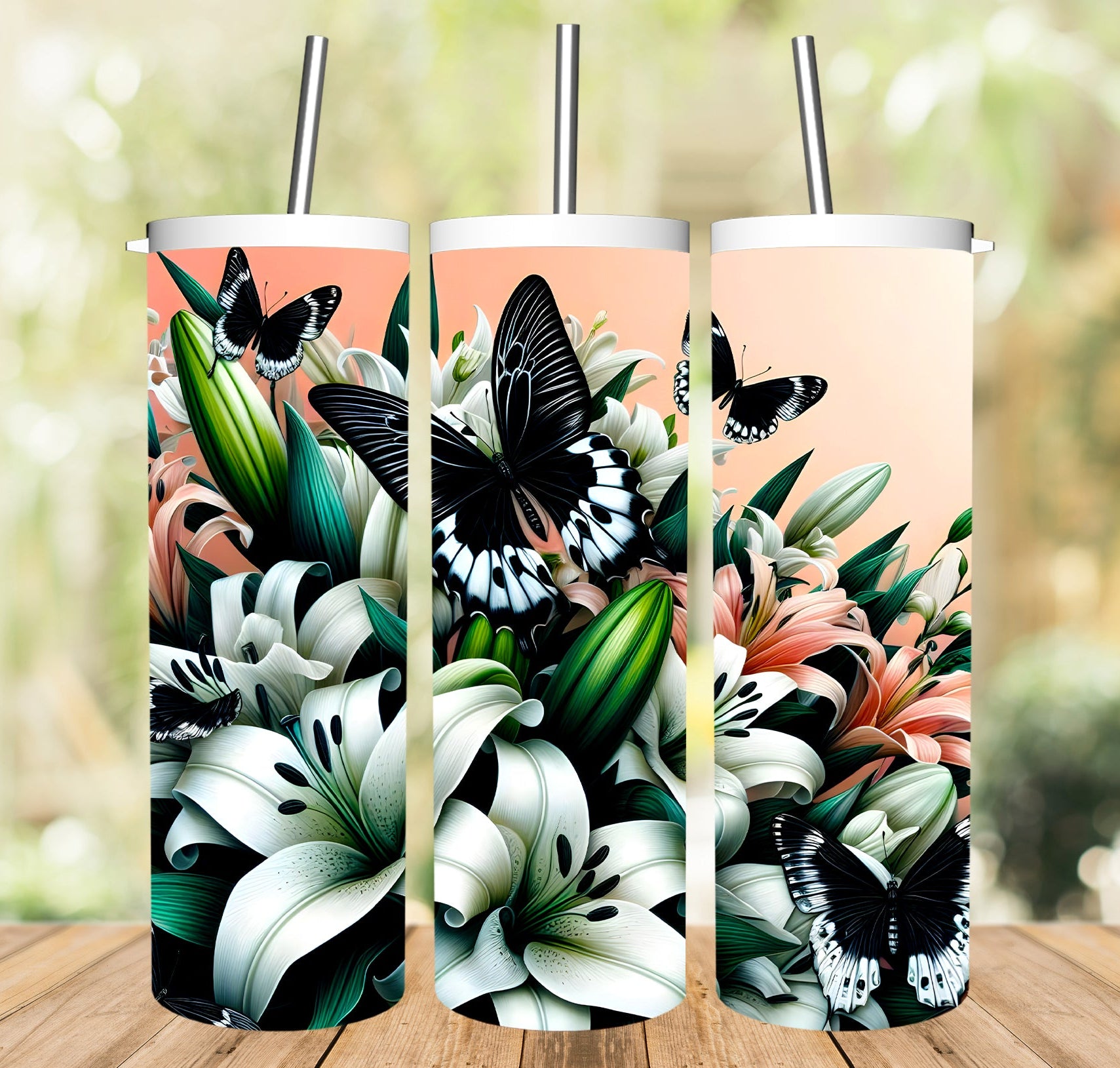 Lillies and Butterfly Tumbler