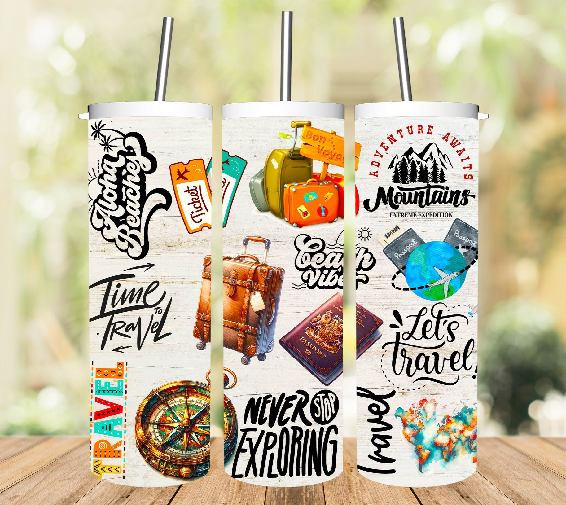 Never Stop Traveling/Exploring Tumbler